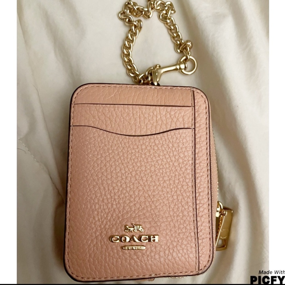 Coach Pebbled Leather Blush Small Wallet